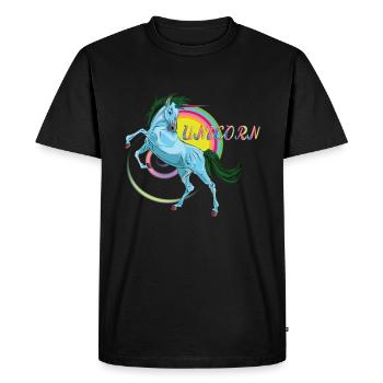 Blue unicorn, the legendary mythical animal - Men's Premium Organic T-Shirt - black - Front - Nico (187cm)