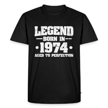 Légende depuis 1974 Vintage Born Anniversaire - T-shirt Premium bio Homme - noir - Devant - Nico (187cm)