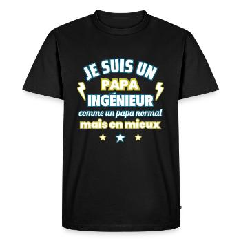 Je suis un papa ingénieur, cadeau fête des pères - T-shirt Premium bio Homme - noir - Devant - Nico (187cm)