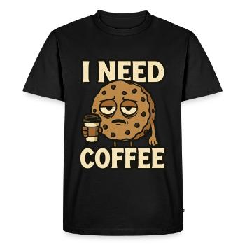 Cookie Needs Coffee - Tired Cookie Design - Men's Premium Organic T-Shirt - black - Front - Nico (187cm)