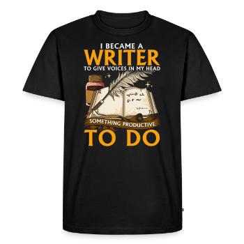 Je suis devenu écrivain - T-shirt Premium bio Homme - noir - Devant - Nico (187cm)
