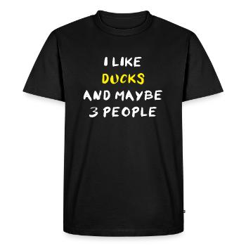 Enten Spruch J’aime les canards et peut-être 3 personnes - T-shirt Premium bio Homme - noir - Devant - Nico (187cm)