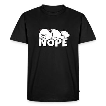 Persian Cat Nope Lazy Cat - Men's Premium Organic T-Shirt - black - Front - Nico (187cm)