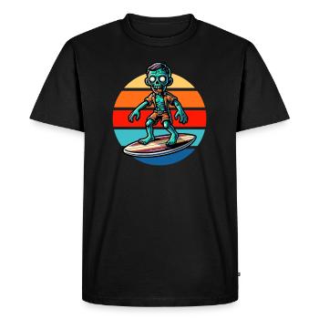 Zombie Surfing Vintage Sunset - Men's Premium Organic T-Shirt - black - Front - Nico (187cm)