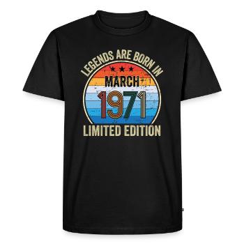 Les légendes sont nées en mars 1971 Édition limitée - T-shirt Premium bio Homme - noir - Devant - Nico (187cm)