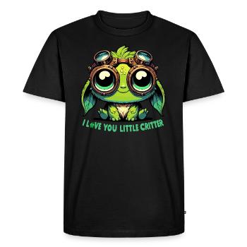Cute eco green lovely critter plush style design - Men's Premium Organic T-Shirt - black - Front - Nico (187cm)