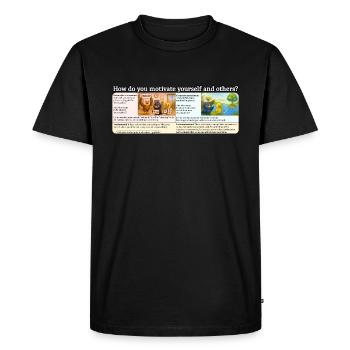 How do you motivate yourself and others - Men's Premium Organic T-Shirt - black - Front - Nico (187cm)