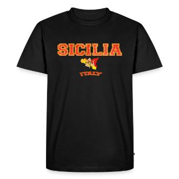 Sicily, Sicilia, Italy, Island, Logo - Men's Premium Organic T-Shirt - black - Front - Nico (187cm)
