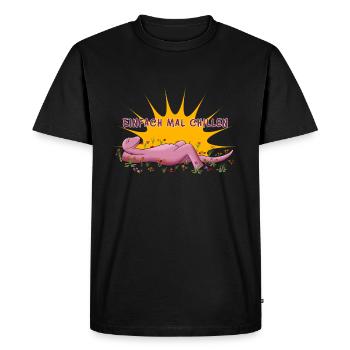 Dinosaure détendu par une journée ensoleillée - T-shirt Premium bio Homme - noir - Devant - Nico (187cm)