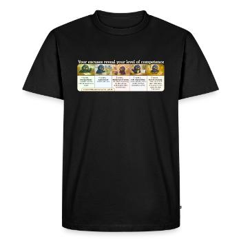 Excuses reveal your level of competence - Men's Premium Organic T-Shirt - black - Front - Nico (187cm)