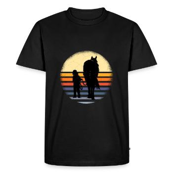 Chemise fille cheval cheval - T-shirt Premium bio Homme - noir - Devant - Nico (187cm)