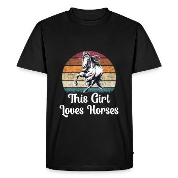 Chemise de cavalier fille pour fille - T-shirt Premium bio Homme - noir - Devant - Nico (187cm)