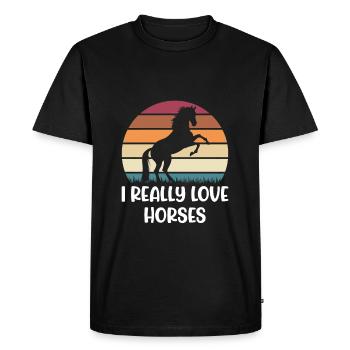 Chemise chevaux pour les amoureux des chevaux - T-shirt Premium bio Homme - noir - Devant - Nico (187cm)