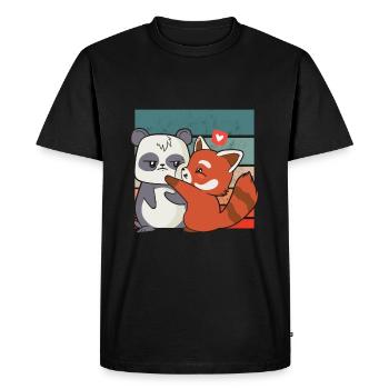 Chemise panda et panda rouge pour les amoureux des pandas - T-shirt Premium bio Homme - noir - Devant - Nico (187cm)