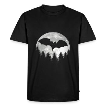 Chauve-souris drôle pleine lune Halloween - T-shirt Premium bio Homme - noir - Devant - Nico (187cm)