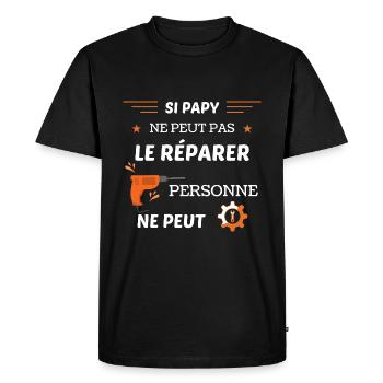 Si papy ne peut pas le réparer personne ne peut ! - T-shirt Premium bio Homme - noir - Devant - Nico (187cm)