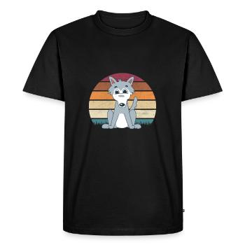 Bébé loup mignon - T-shirt Premium bio Homme - noir - Devant - Nico (187cm)