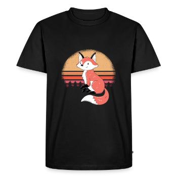 Cute fox - Men's Premium Organic T-Shirt - black - Front - Nico (187cm)