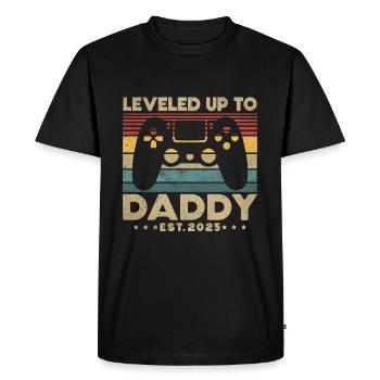 Promu papa en 2025 - T-shirt Premium bio Homme - noir - Devant - Nico (187cm)