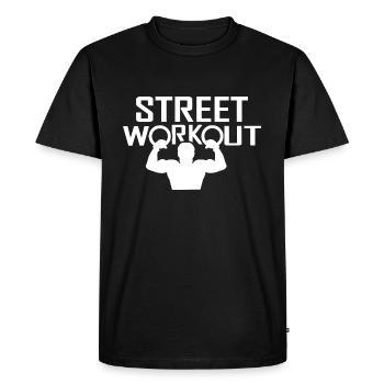 Street Workout / Calisthenics / Musculation - T-shirt Premium bio Homme - noir - Devant - Nico (187cm)