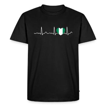 Nigeria - rythme cardiaque, pouls, ligne cardiaque, ECG - T-shirt Premium bio Homme - noir - Devant - Nico (187cm)