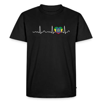 Ethiopie - rythme cardiaque, pouls, ligne cardiaque, ECG - T-shirt Premium bio Homme - noir - Devant - Nico (187cm)
