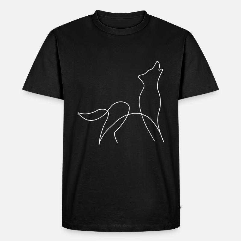 Line Art Wolf - Männer Premium Bio T-Shirt - Schwarz
