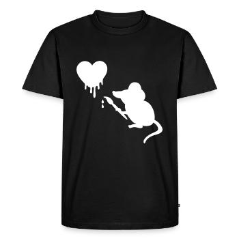 Souris d’artiste avec cœur de pinceau - T-shirt Premium bio Homme - noir - Devant - Nico (187cm)