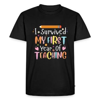 I Survived My First Year of Teaching Graduation - Men's Premium Organic T-Shirt - black - Front - Nico (187cm)