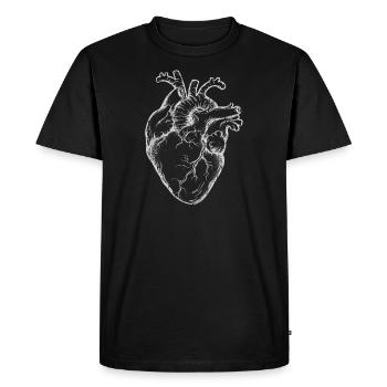 Cœur réaliste Amour anatomique Blanc - T-shirt Premium bio Homme - noir - Devant - Nico (187cm)