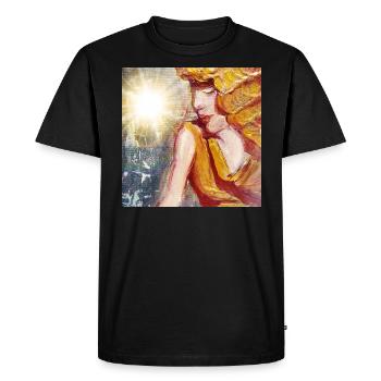 Femme au soleil - T-shirt Premium bio Homme - noir - Devant - Nico (187cm)