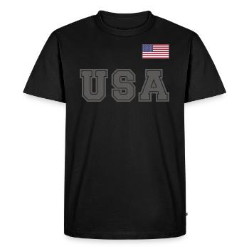 ÉQUIPE Bannière du drapeau américain des États-Unis sur la police - T-shirt Premium bio Homme - noir - Devant - Nico (187cm)