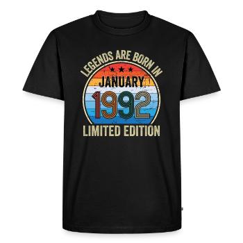 Legends Are Born In Janvier 1992 Edition Limitée - T-shirt Premium bio Homme - noir - Devant - Nico (187cm)