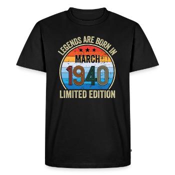 Les légendes naissent en mars 1940 Édition limitée - T-shirt Premium bio Homme - noir - Devant - Nico (187cm)