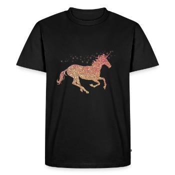 La licorne pailleté d'or - T-shirt Premium bio Homme - noir - Devant - Nico (187cm)