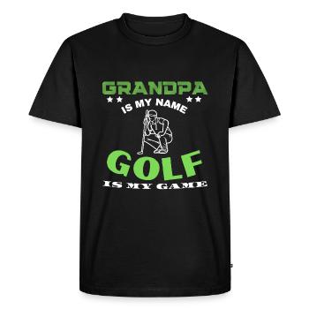 Grandpa is my name golf is my game - Men's Premium Organic T-Shirt - black - Front - Nico (187cm)
