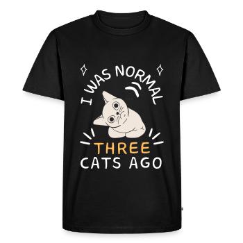 J’étais normal il y a trois chats - T-shirt Premium bio Homme - noir - Devant - Nico (187cm)