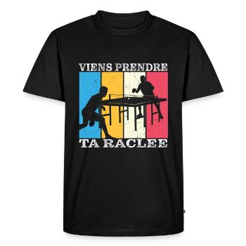 ping-pong humour viens prendre ta raclée - T-shirt Premium bio Homme - noir - Devant - Nico (187cm)