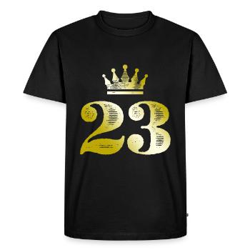 23 Number Crown Gold - Men's Premium Organic T-Shirt - black - Front - Nico (187cm)