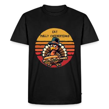 Mangez des cheesesteaks Philly Thanksgiving Turkey - T-shirt Premium bio Homme - noir - Devant - Nico (187cm)