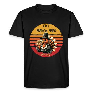 Manger des frites Thanksgiving dinde graphique - T-shirt Premium bio Homme - noir - Devant - Nico (187cm)