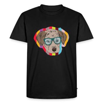 Chien de nerd comme un hipster avec des lunettes - T-shirt Premium bio Homme - noir - Devant - Nico (187cm)