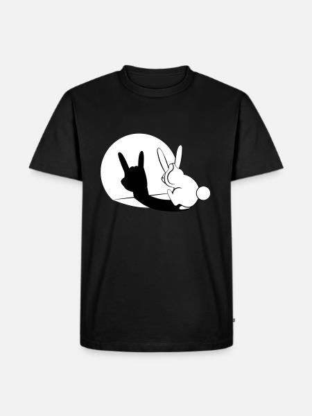 Bunny Horn Gesture Shadow - Männer Premium Bio T-Shirt - Schwarz