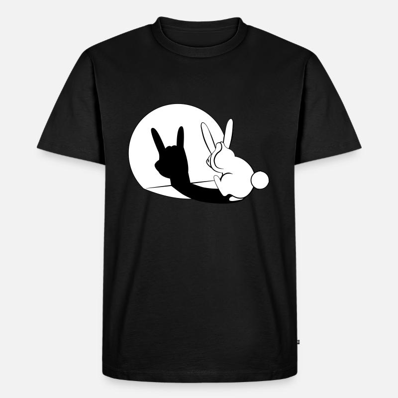 Bunny Horn Gesture Shadow - Männer Premium Bio T-Shirt - Schwarz