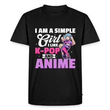 Je suis une fille simple J’aime la K-Pop et l’Anime - T-shirt Premium bio Homme - noir - Devant - Nico (187cm)