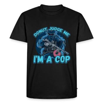 Blue Line Design for a Police Officer - Men's Premium Organic T-Shirt - black - Front - Nico (187cm)