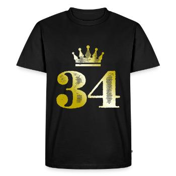 34 Number Crown Gold - Men's Premium Organic T-Shirt - black - Front - Nico (187cm)
