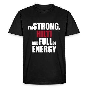 Je suis fort, HILTI et plein d'énergie - T-shirt Premium bio Homme - noir - Devant - Nico (187cm)