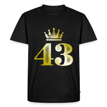 43 Numéro Couronne Or - T-shirt Premium bio Homme - noir - Devant - Nico (187cm)