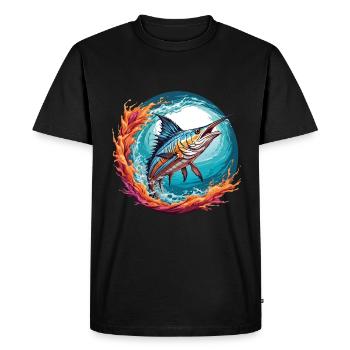 Jumping Marlin Pêche en haute mer Pêche en haute mer - T-shirt Premium bio Homme - noir - Devant - Nico (187cm)